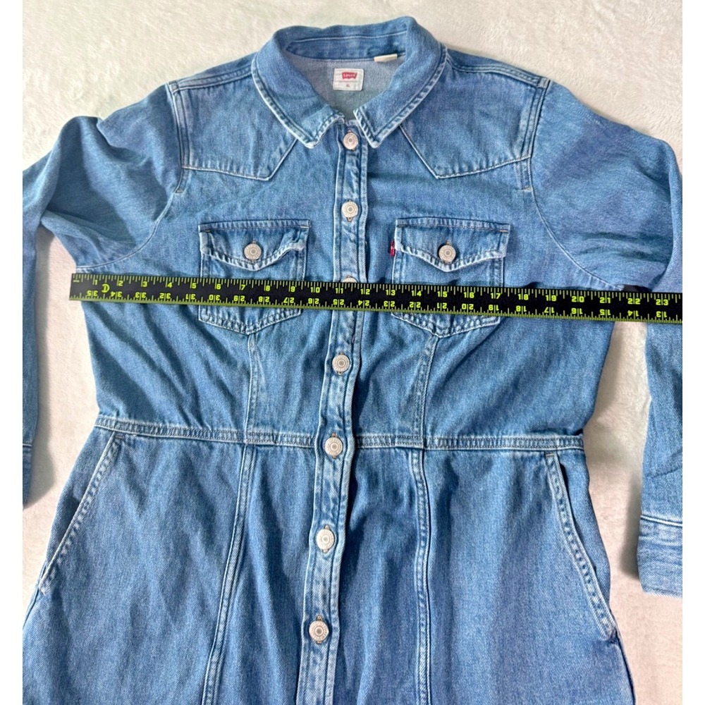 Levis Flynn‎ Western Dress Womens XL Blue Denim Long Sleeves Button Front - Picture 10 of 16